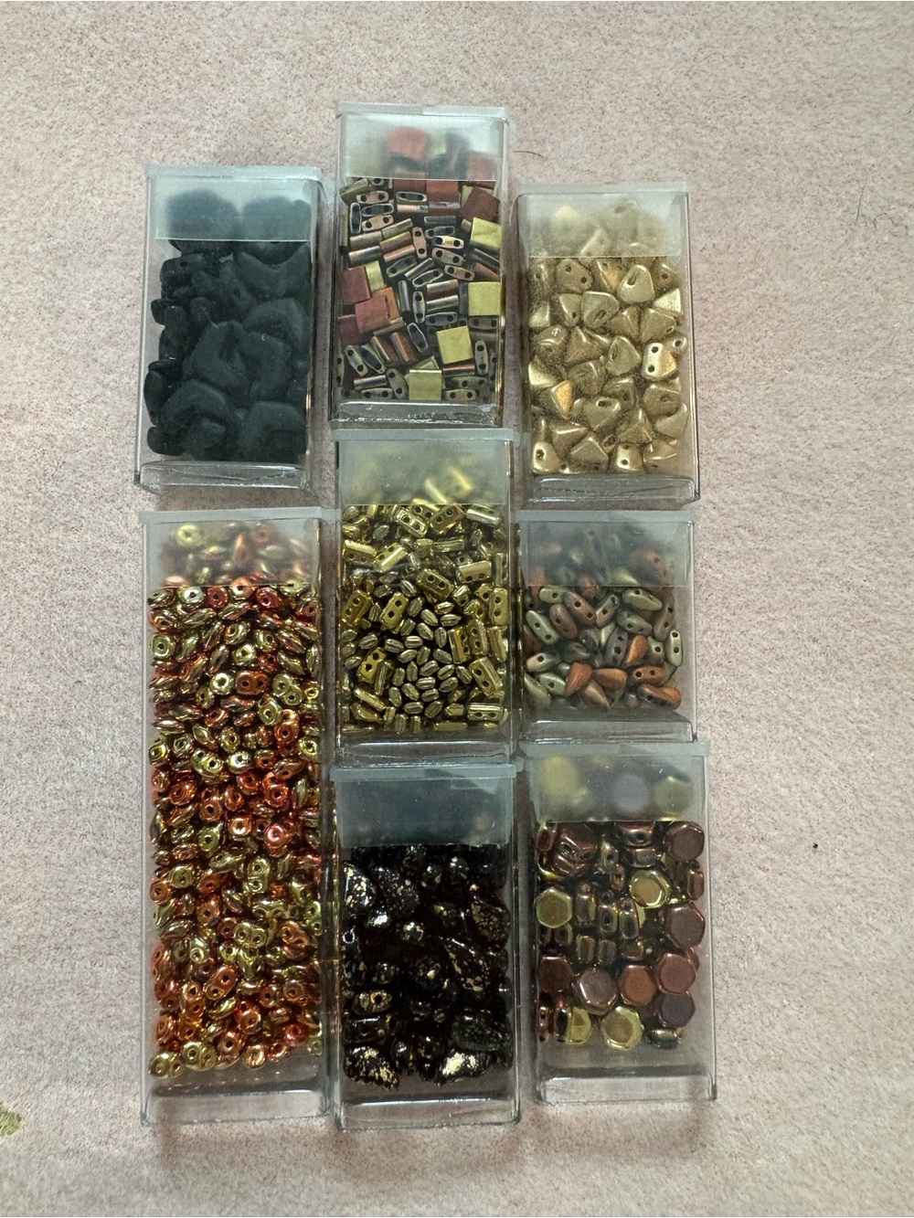 "Dragon's Hoard" Double 2-Hole Beads of the Month Club lot of 8 tube beads
